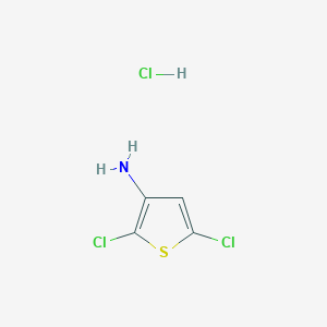 molecular formula C4H4Cl3NS B13582818 2,5-Dichlorothiophen-3-aminehydrochloride 