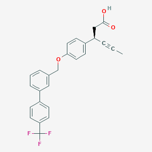 molecular formula C26H21F3O3 B13582874 (R)-4-Hydroxy-6-(4-methoxyphenoxy)-4-methylhexanenitrile 