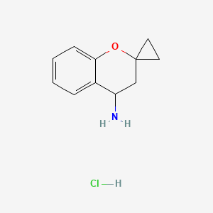 molecular formula C11H14ClNO B13583288 3,4-Dihydrospiro[1-benzopyran-2,1'-cyclopropan]-4-aminehydrochloride 