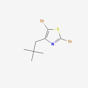 molecular formula C8H11Br2NS B13583393 2,5-Dibromo-4-(2,2-dimethylpropyl)-1,3-thiazole 