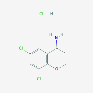 molecular formula C9H10Cl3NO B13583416 6,8-Dichloro-chroman-4-ylamine hydrochloride 