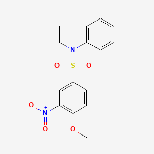 molecular formula C15H16N2O5S B13583459 N-ethyl-4-methoxy-3-nitro-N-phenylbenzene-1-sulfonamide 