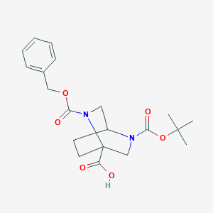 molecular formula C20H26N2O6 B13583590 2-Benzyloxycarbonyl-5-tert-butoxycarbonyl-2,5-diazabicyclo[2.2.2]octane-1-carboxylic acid 