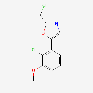 molecular formula C11H9Cl2NO2 B13583685 5-(2-Chloro-3-methoxyphenyl)-2-(chloromethyl)-1,3-oxazole 