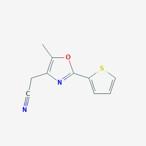 molecular formula C10H8N2OS B1358410 2-[5-Methyl-2-(thiophen-2-yl)-1,3-oxazol-4-yl]acetonitrile 