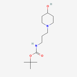 molecular formula C13H26N2O3 B13584554 Tert-butyl (3-(4-hydroxypiperidin-1-yl)propyl)carbamate 