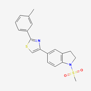 molecular formula C19H18N2O2S2 B13584688 1-methanesulfonyl-5-[2-(3-methylphenyl)-1,3-thiazol-4-yl]-2,3-dihydro-1H-indole 