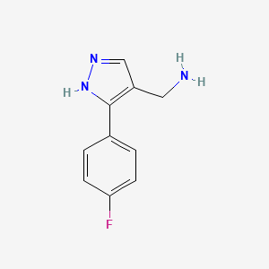 molecular formula C10H10FN3 B1358519 1-(3-(4-氟苯基)-1H-吡唑-4-基)甲胺 CAS No. 1015846-17-9