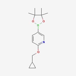 molecular formula C15H22BNO3 B1358527 2-(Cyclopropylmethoxy)-5-(4,4,5,5-tetramethyl-1,3,2-dioxaborolan-2-yl)pyridine CAS No. 947191-69-7