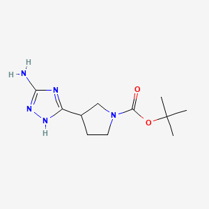 molecular formula C11H19N5O2 B13586842 tert-butyl3-(5-amino-4H-1,2,4-triazol-3-yl)pyrrolidine-1-carboxylate 