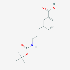 molecular formula C15H21NO4 B13586850 3-(3-{[(Tert-butoxy)carbonyl]amino}propyl)benzoicacid 