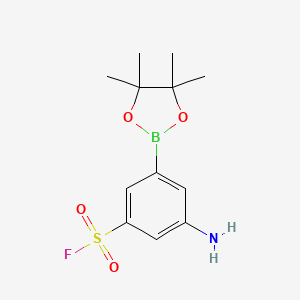 molecular formula C12H17BFNO4S B13587489 3-Amino-5-(4,4,5,5-tetramethyl-1,3,2-dioxaborolan-2-yl)benzenesulfonyl fluoride 