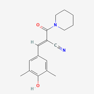 3-(4-Hydroxy-3,5-dimethylphenyl)-2-(piperidine-1-carbonyl)prop-2-enenitrile