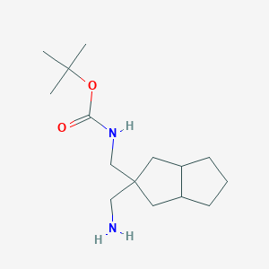 molecular formula C15H28N2O2 B13588070 tert-butylN-{[2-(aminomethyl)-octahydropentalen-2-yl]methyl}carbamate 