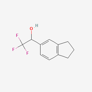 molecular formula C11H11F3O B13588089 1H-Indene-5-methanol,2,3-dihydro-a-(trifluoromethyl)- 