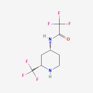 molecular formula C8H10F6N2O B13588540 rac-2,2,2-trifluoro-N-[(2R,4S)-2-(trifluoromethyl)piperidin-4-yl]acetamide,cis 