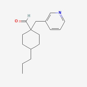 molecular formula C16H23NO B13588772 4-Propyl-1-[(pyridin-3-yl)methyl]cyclohexane-1-carbaldehyde 