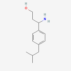 molecular formula C13H21NO B13589753 3-Amino-3-(4-isobutylphenyl)propan-1-ol 