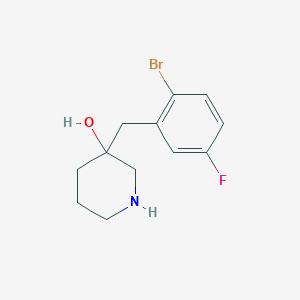 molecular formula C12H15BrFNO B13590216 3-(2-Bromo-5-fluorobenzyl)piperidin-3-ol 