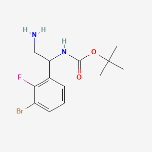 molecular formula C13H18BrFN2O2 B13590246 tert-butylN-[2-amino-1-(3-bromo-2-fluorophenyl)ethyl]carbamate 