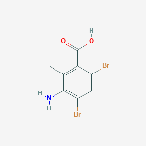 molecular formula C8H7Br2NO2 B13590295 3-Amino-4,6-dibromo-2-methylbenzoic acid 