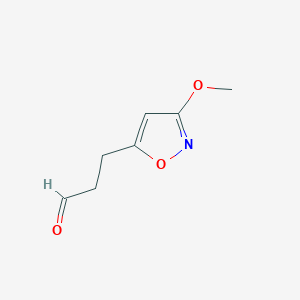 molecular formula C7H9NO3 B13590485 3-(3-Methoxyisoxazol-5-YL)propanal 