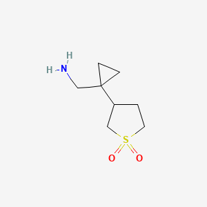 molecular formula C8H15NO2S B13590559 3-(1-(Aminomethyl)cyclopropyl)tetrahydrothiophene 1,1-dioxide 