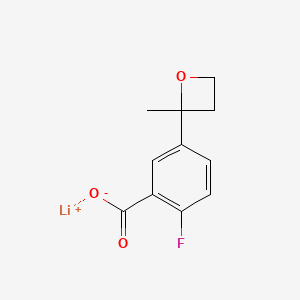 Lithium(1+)2-fluoro-5-(2-methyloxetan-2-yl)benzoate