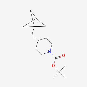 molecular formula C16H27NO2 B13590752 Tert-butyl4-({bicyclo[1.1.1]pentan-1-yl}methyl)piperidine-1-carboxylate 