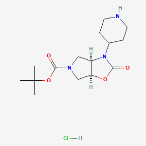 rac-tert-butyl(3aR,6aS)-2-oxo-3-(piperidin-4-yl)-hexahydro-2H-pyrrolo[3,4-d][1,3]oxazole-5-carboxylatehydrochloride