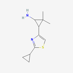 molecular formula C11H16N2S B13590957 3-(2-Cyclopropyl-1,3-thiazol-4-yl)-2,2-dimethylcyclopropan-1-amine 