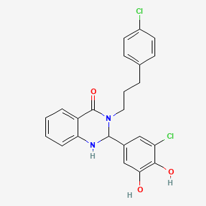 2-(3-Chloro-4,5-dihydroxyphenyl)-3-[3-(4-chlorophenyl)propyl]-1,2,3,4-tetrahydroquinazolin-4-one