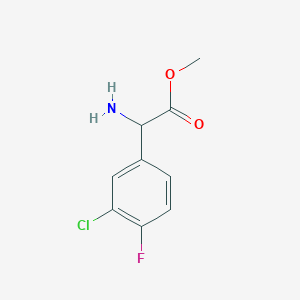 molecular formula C9H9ClFNO2 B13591329 Methyl 2-amino-2-(3-chloro-4-fluorophenyl)acetate 