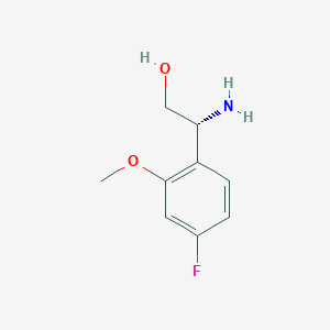 molecular formula C9H12FNO2 B13591397 (r)-2-Amino-2-(4-fluoro-2-methoxyphenyl)ethan-1-ol 