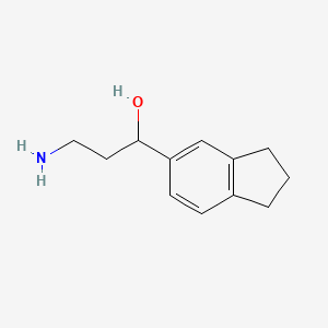 molecular formula C12H17NO B13591453 3-amino-1-(2,3-dihydro-1H-inden-5-yl)propan-1-ol 