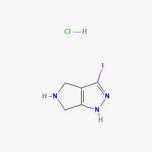 molecular formula C5H7ClIN3 B13591471 3-iodo-2H,4H,5H,6H-pyrrolo[3,4-c]pyrazolehydrochloride 