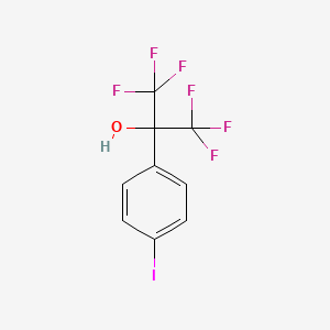 molecular formula C9H5F6IO B13591526 1,1,1,3,3,3-Hexafluoro-2-(4-iodophenyl)propan-2-ol 