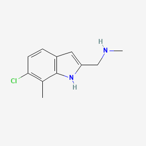 molecular formula C11H13ClN2 B1359205 [(6-Chloro-7-methyl-1H-indol-2-yl)-methyl]methylamine CAS No. 883529-93-9