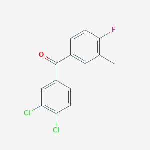 molecular formula C14H9Cl2FO B1359334 3,4-二氯-4'-氟-3'-甲基二苯甲酮 CAS No. 951886-86-5
