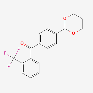 molecular formula C18H15F3O3 B1359344 4'-(1,3-二氧六环-2-基)-2-三氟甲基苯甲酮 CAS No. 951888-71-4