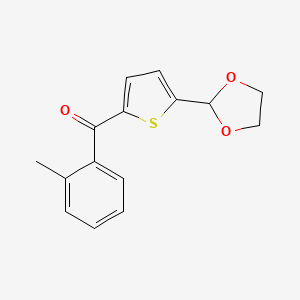 B1359371 5-(1,3-Dioxolan-2-YL)-2-(2-methylbenzoyl)thiophene CAS No. 898773-17-6