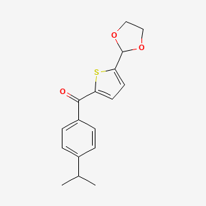 molecular formula C17H18O3S B1359376 5-(1,3-二氧杂环-2-基)-2-(4-异丙基苯甲酰)噻吩 CAS No. 898778-37-5