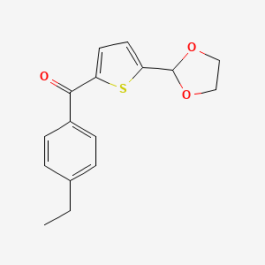 molecular formula C16H16O3S B1359377 5-(1,3-二氧戊环-2-基)-2-(4-乙基苯甲酰)噻吩 CAS No. 898778-46-6
