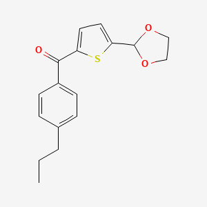 B1359378 5-(1,3-Dioxolan-2-YL)-2-(4-propylbenzoyl)thiophene CAS No. 898778-49-9
