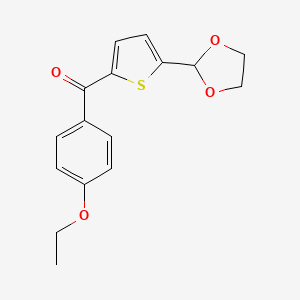molecular formula C16H16O4S B1359382 5-(1,3-二氧杂环戊二烯基)-2-(4-乙氧基苯甲酰)噻吩 CAS No. 898778-61-5