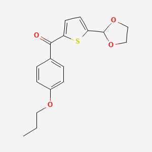 molecular formula C17H18O4S B1359383 5-(1,3-二氧杂环戊二烯基)-2-(4-丙氧基苯甲酰)噻吩 CAS No. 898778-63-7