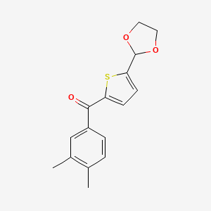 molecular formula C16H16O3S B1359392 2-(3,4-二甲基苯甲酰)-5-(1,3-二氧戊环-2-基)噻吩 CAS No. 898779-28-7