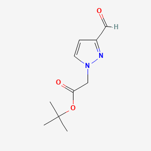 molecular formula C10H14N2O3 B13594158 tert-butyl2-(3-formyl-1H-pyrazol-1-yl)acetate 