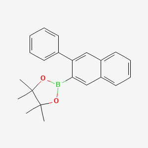 molecular formula C22H23BO2 B13594233 4,4,5,5-Tetramethyl-2-(3-phenylnaphthalen-2-yl)-1,3,2-dioxaborolane 