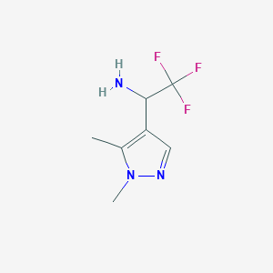 molecular formula C7H10F3N3 B13594253 1-(1,5-dimethyl-1H-pyrazol-4-yl)-2,2,2-trifluoroethan-1-amine 